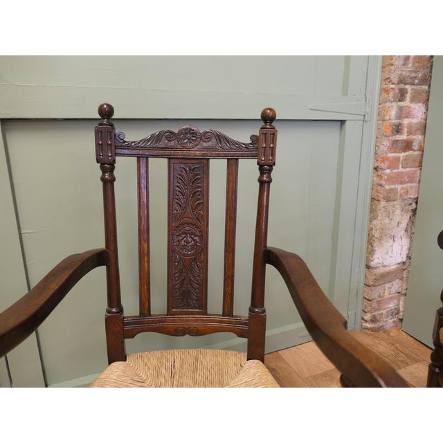 Gothic Carved Oak Carver Chairs, Set of 2 For Sale - Image 4 of 7