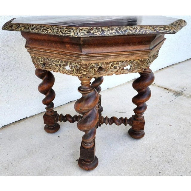 Late 19th Century Antique French Table Louis XIII Octagonal Barley Twist 1800s For Sale - Image 5 of 13