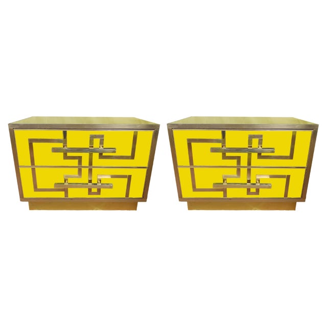 Nightstands with Yellow Murano Glass and Brass Legs from Justfurnituress SRL, 1950s, Set of 2 For Sale - Image 6 of 6