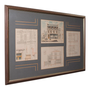 Antique Set of Architectural Plans, French, Framed Lithographs, Art, Victorian