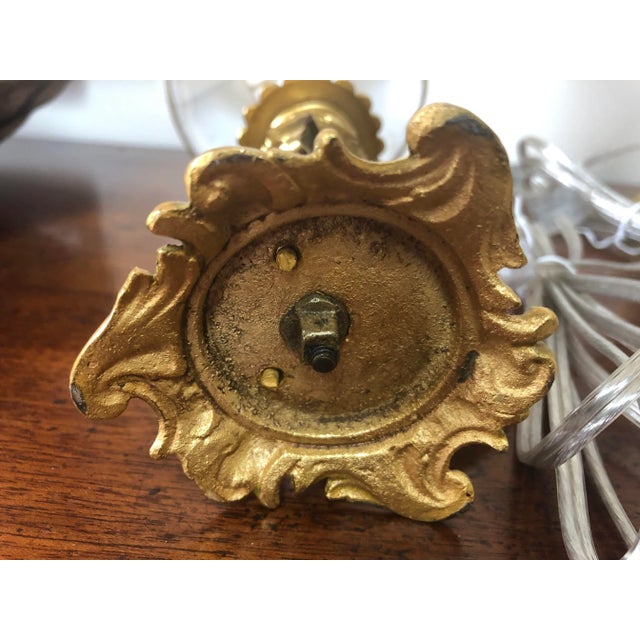 French Gilt Bronze Sticks Converted to Boudoir Lamps, 19th Century, a Pair. For Sale - Image 11 of 13