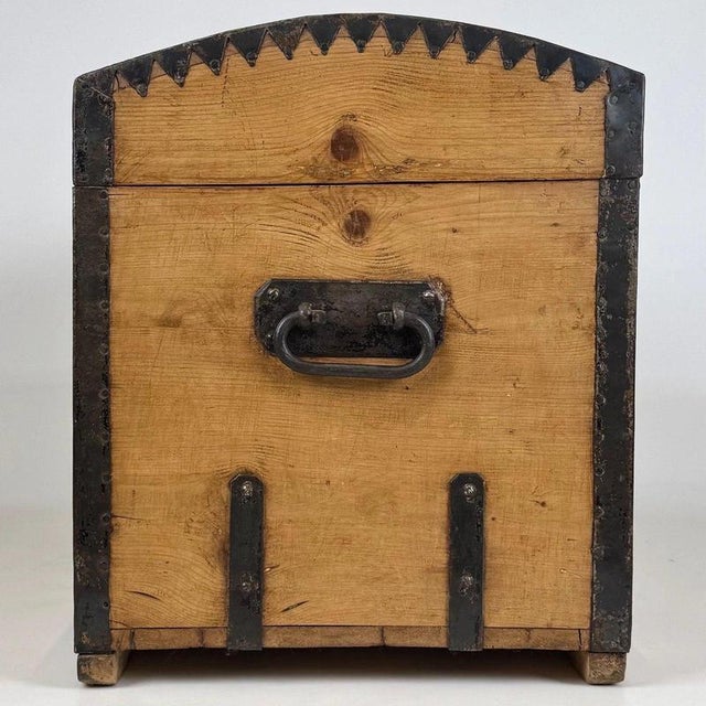 19th Century Antique English Pine Dome-Top Storage Chest For Sale - Image 9 of 12
