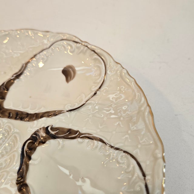 Antique 1880s German Porcelain 5-Well Oyster Plate With Shell Motif For Sale - Image 11 of 12