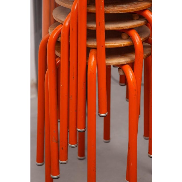 Brown Industrial Studio Stackable Stools, 1975, Set of 8 For Sale - Image 8 of 11