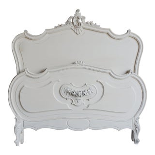 Antique French Rococo Painted Full/Queen Bed For Sale