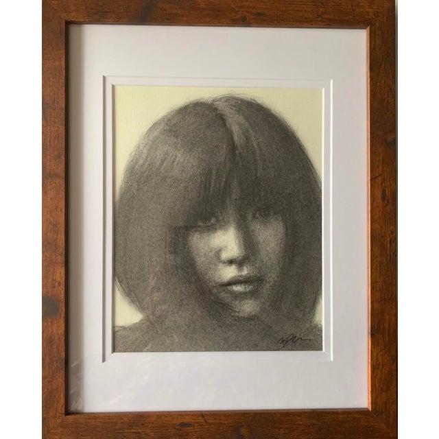 Figurative Kaede by Maria Jimenez | Charcoal Portrait of a Young Woman For Sale - Image 3 of 5