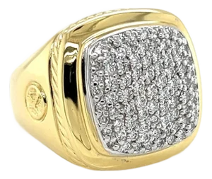 David Yurman Large Albion Diamond 18k Yellow Gold Ring - Size 8