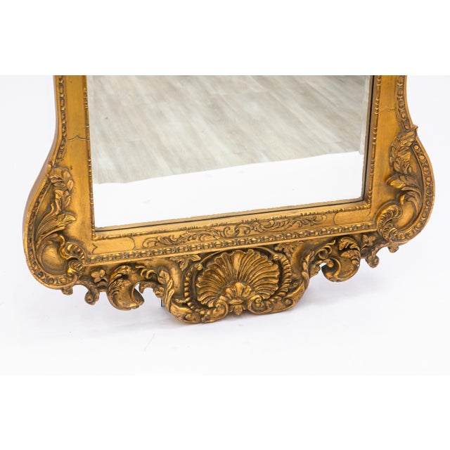 Large Vintage Mid Century Italian Gilded Wood Frame Oyster Accent Mirror For Sale In Detroit - Image 6 of 7