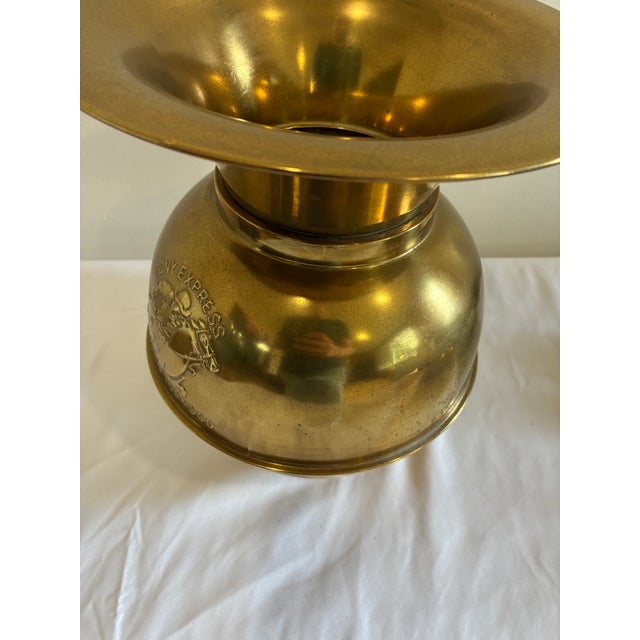 Vintage Pony Express Chewing Tobacco Brass Advertising Spittoon For Sale - Image 4 of 11