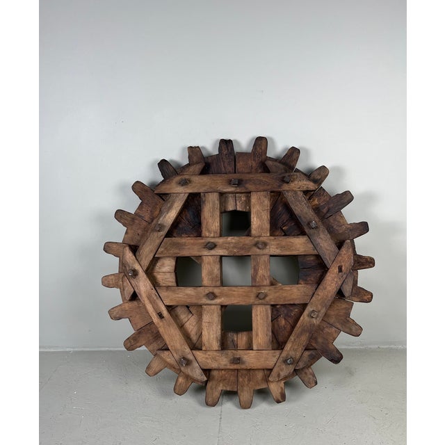 Large Japanese Wooden Cogwheel, 1920s For Sale - Image 9 of 17