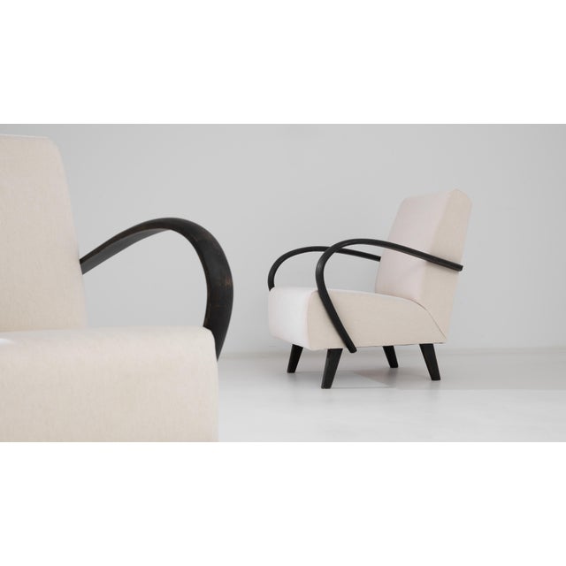 1950s Czech Upholstered Armchairs by J. Halabala, a Pair For Sale In Greensboro - Image 6 of 6