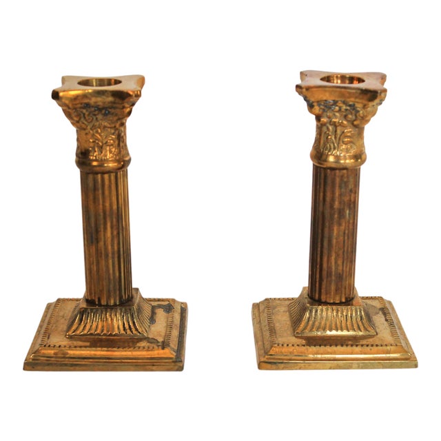 Vintage Brass Pillar Candle Holders a Pair Chairish