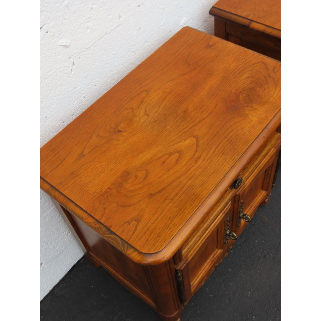 Brown Ethan Allen French Large Nightstands Bedside End Tables a Pair 6648 For Sale - Image 8 of 15