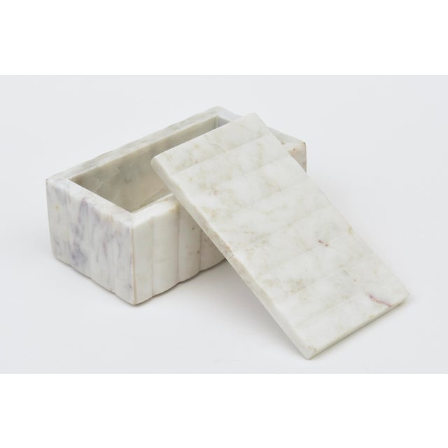 Antique White White and Gray Marble Box, 1990's For Sale - Image 8 of 12