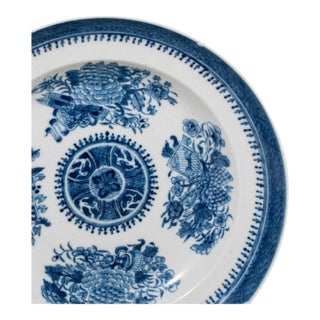 Mid 19th Century Chinese Blue + White 10" Fitzhugh Plates - Set of 4 (C. 1820-1850) For Sale