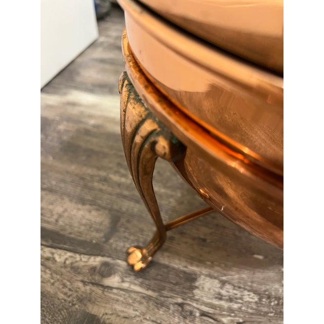 Copper Mid Century Copper Chafing Dish on Footed Stand For Sale - Image 8 of 10