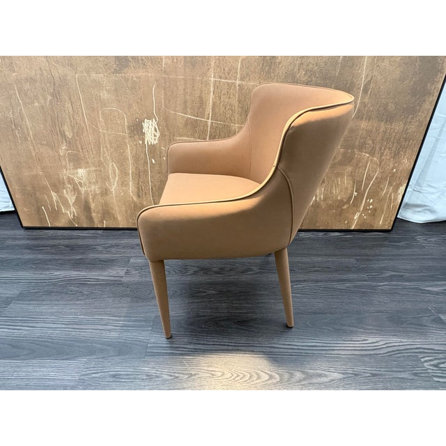 Metal Rh Nicola Slope Leather Dining Armchair — Vegan Leather | Cocoa For Sale - Image 7 of 18