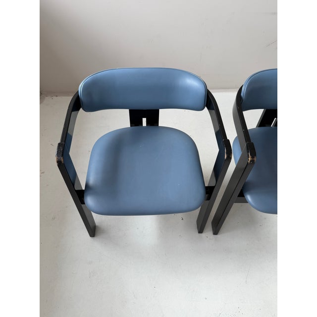 Pamplona Dining Chairs and Table in Petrol Leather by Augusto Savini for Pozzi, Italy, 1970, Set of 7 For Sale - Image 17 of 18