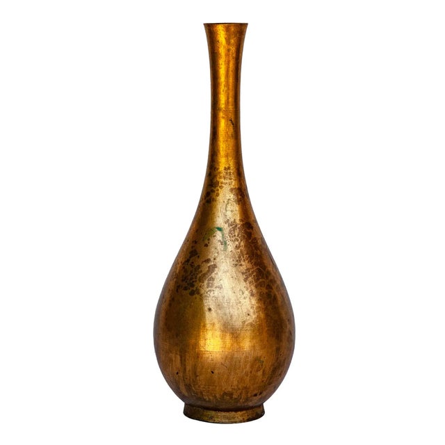 1960s Mid-Century Japanese Petite Gilt & Acidwashed Bronze Bud Vase For Sale - Image 5 of 9