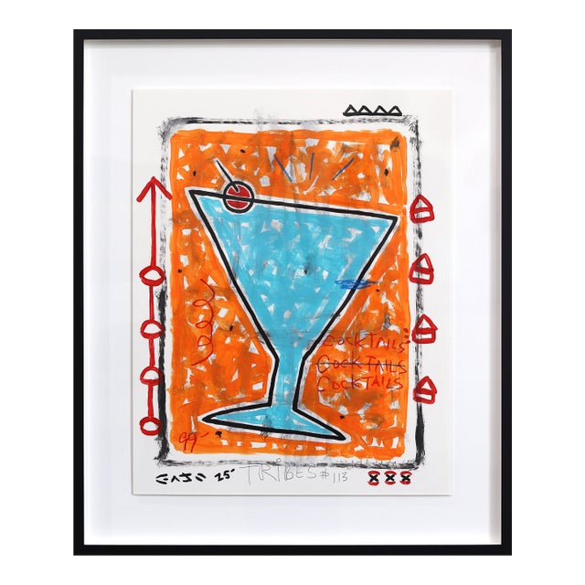 One More Pour - Framed Original Pop Street Art Mixed Media Acrylic Painting on Posterboard by Gary John For Sale
