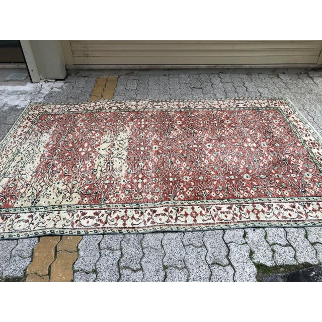 Orange Vintage Handmade Traditional Rug For Sale - Image 8 of 11