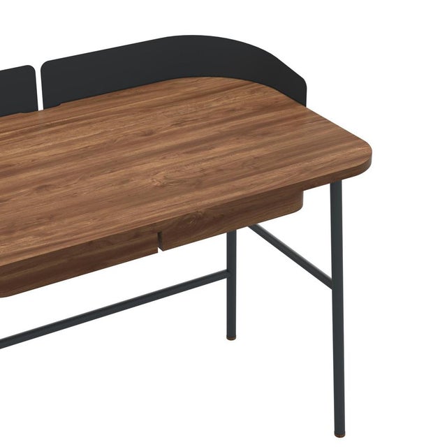 Wood Slate Grey Metal Victor Desk in Natural Walnut by Harto For Sale - Image 7 of 8