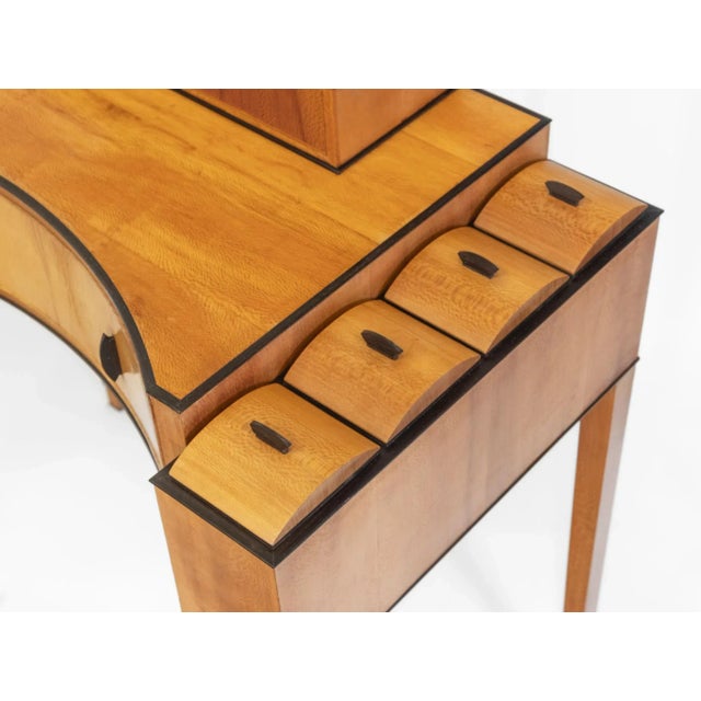 1980s Bespoke Art Deco Revival London Plane & Ebony Dressing Table from Francesca Graham, 1984 For Sale - Image 5 of 18