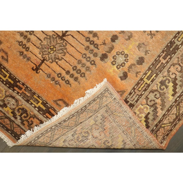 Brown 19th Century Zabihi Collection Orange Khotan Scatter Rug - 4'1" x 5'4" For Sale - Image 8 of 12