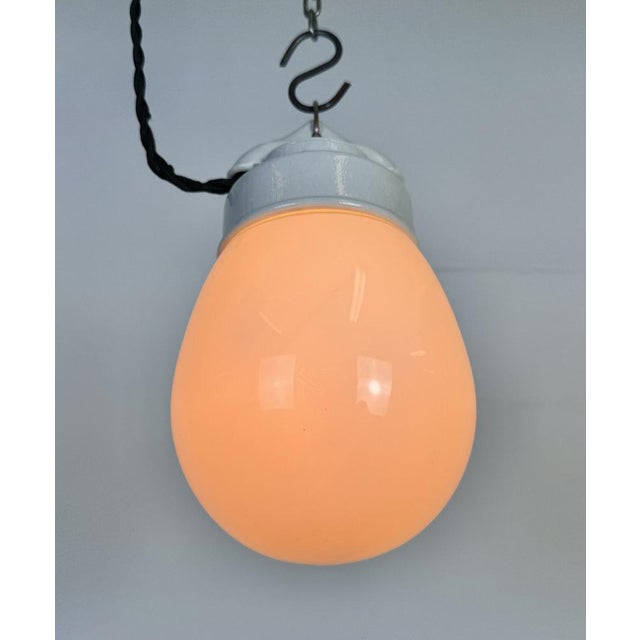 Vintage White Porcelain Pendant Light, 1970s For Sale - Image 13 of 15
