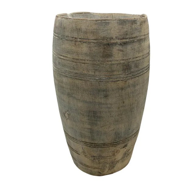 Farmhouse Vintage Indian Wood Vessel For Sale - Image 3 of 6