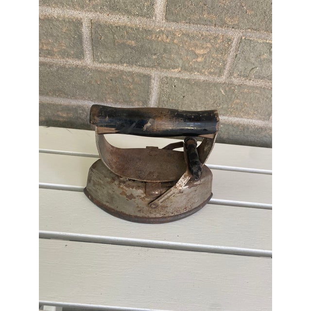 Wood Antique Early 20th Century Iron with Wood Handle For Sale - Image 7 of 7