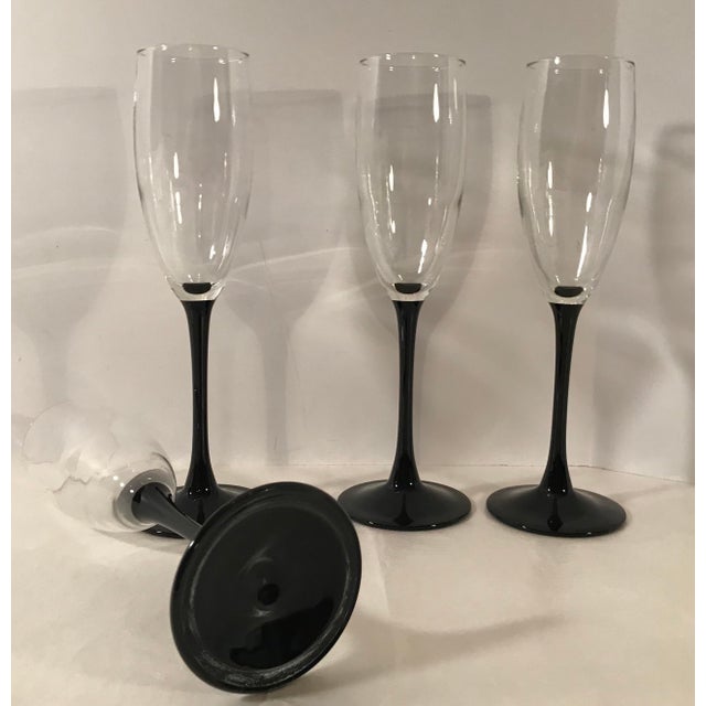 Vintage Black Stem Wine Glasses Set of 4 Chairish