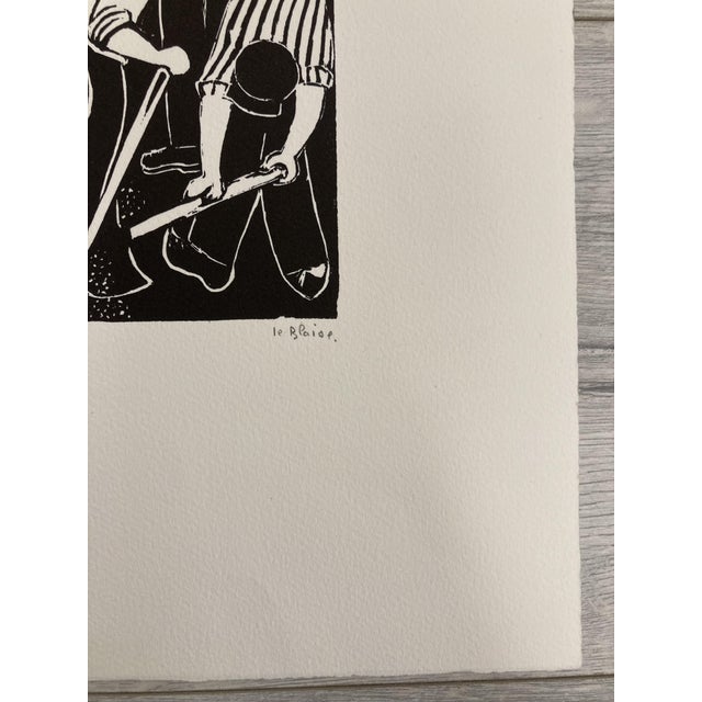 Contemporary Dominique Le Blaise, The Workers, Woodcut Print on Paper, 1980 For Sale - Image 3 of 15