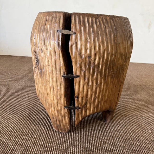 Size: 16"D x 18"H Wood Species: Walnut Finish: Wax Natural fissures do not affect structural integrity of the wood Antique...