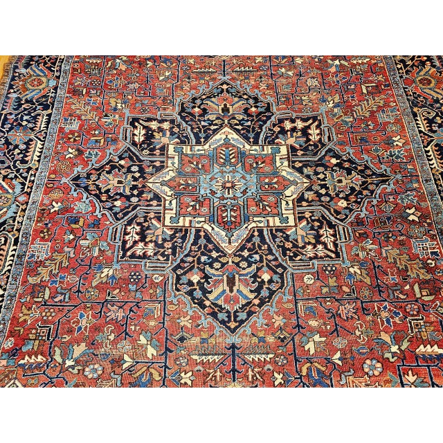 Antique Persian Heriz Karajah Rug, Hand-Knotted Geometric Pattern, Brick-Red, 11’ X 18’ For Sale - Image 4 of 10