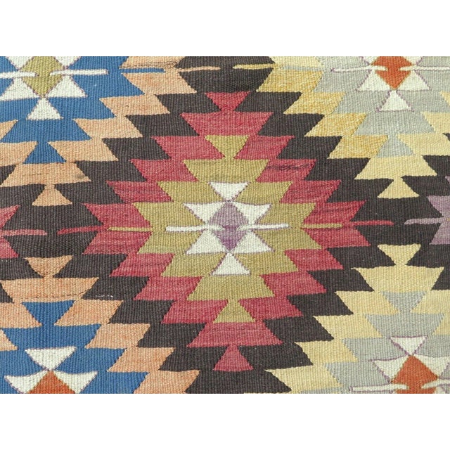 Textile 1960s Vintage Turkish Handmade Kilim Rug - 63"x136" For Sale - Image 7 of 13