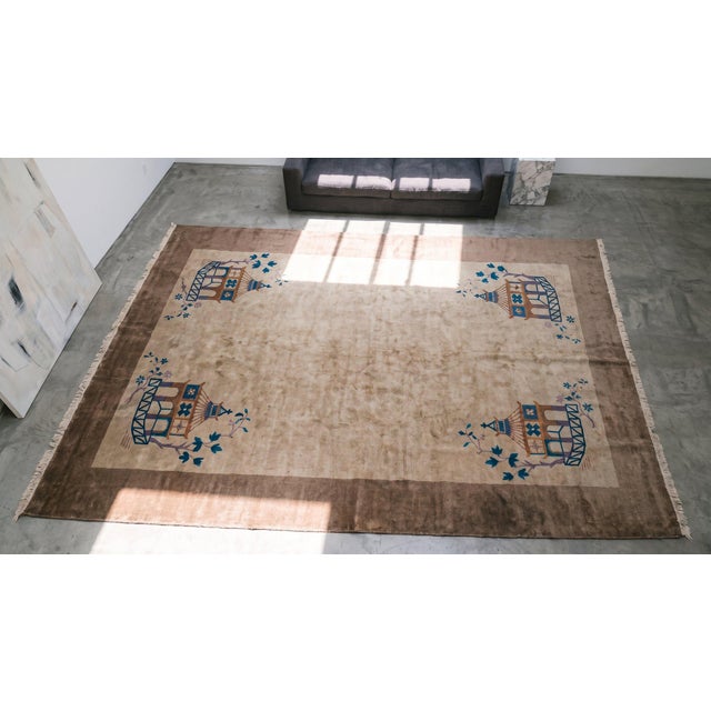 Brown 1920s Chinese Art Deco Carpet ( 10'6" x 15'6" - 320 x 472 ) For Sale - Image 8 of 8