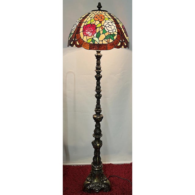 Brass Floor Lamp in the style of Tiffany, 1950s For Sale - Image 11 of 14