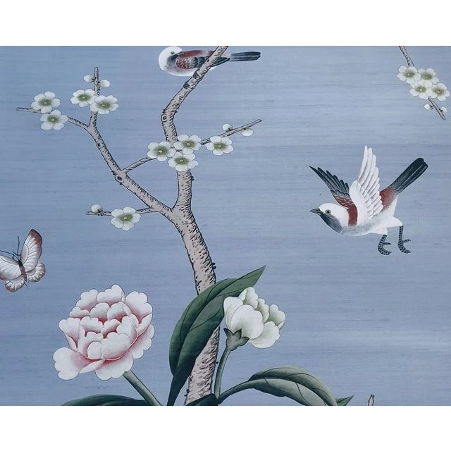 Blue Chinoiserie Wall Artwork, Wallpaper Panel - Set of ( No Frame) For Sale - Image 8 of 8