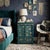 Distressed Teal Green Golden Floral Graphic Side End Table Nightstand For Sale - Image 9 of 11