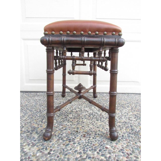 1920s Antique French Faux Bamboo Stool For Sale - Image 5 of 17