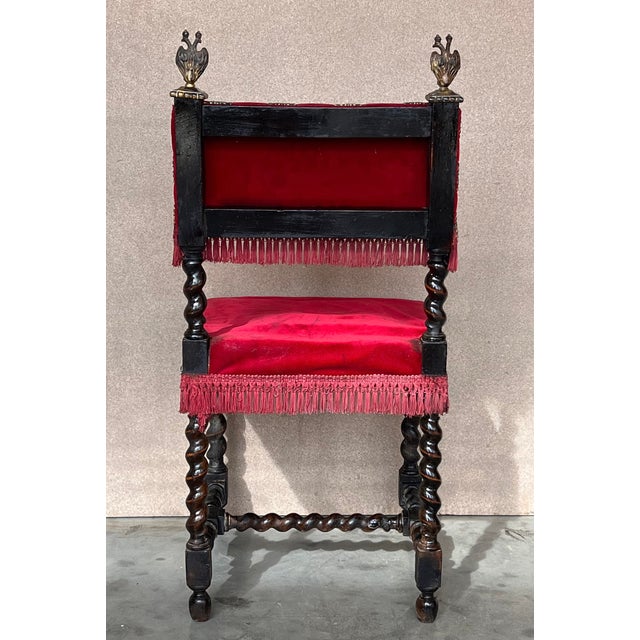 Brown Early 20th Century Spanish Carved Walnut Dining Chairs, Set of 6 For Sale - Image 8 of 9