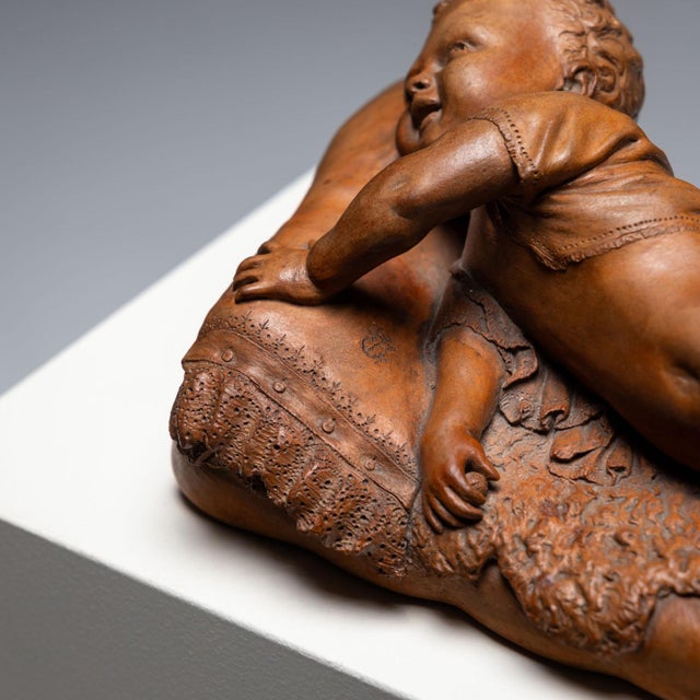 Reclining Infant in Terracotta by F. Sans For Sale - Image 4 of 16