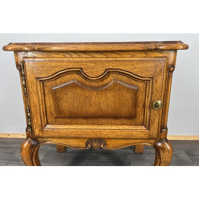 Wood French Louis XVI Style Oak Bedside Tables, Set of 2 For Sale - Image 7 of 13