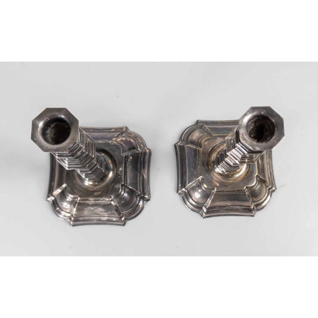20th Century Pair of Danish Silverplate Candlesticks in Georgian Style by Hans Jensen For Sale - Image 10 of 17