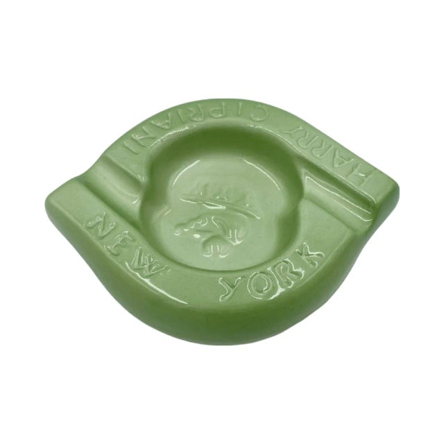Italian Vintage Harry Cipriani New York Nyc Restaurant Green Ceramic Ashtray Dish For Sale - Image 3 of 13
