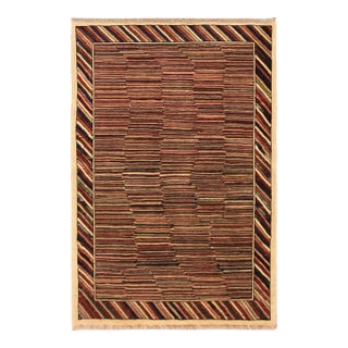 Boho Chic Gabbeh Blue/Red Wool Rug - 3'3'' X 4'9'' For Sale