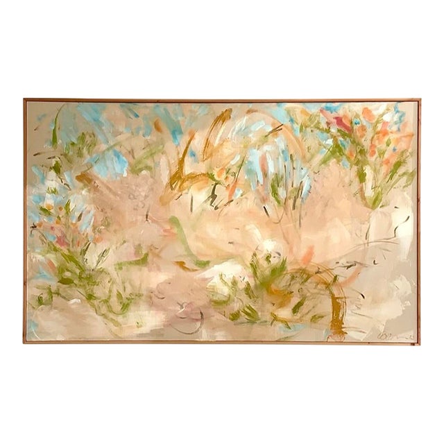 Wildflowers, Neutral Naturalistic Painting For Sale