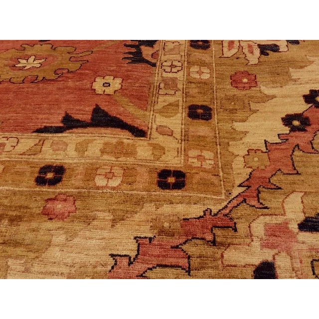 Textile 1980s Rustic Southwestern Kafkaz Peshawar Rebbecca Rose/Tan Wool Rug - 12'2 X 16'3 For Sale - Image 7 of 7