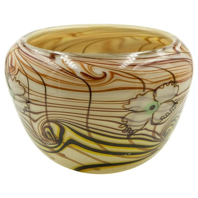Daniel Edler Trellis Tri Floral Art Glass Bowl For Sale - Image 9 of 9